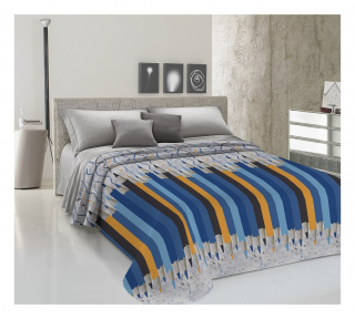 Žakarová prikrývka na posteľ CERUZKY modrá