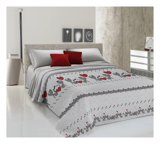 Žakarová prikrývka na posteľ MAČIATKA červená
