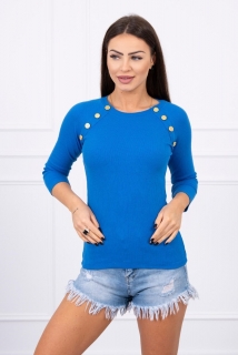 Tričko s ozdobnými gombíkmi MI5197 azurovo modré