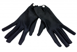 Dámske rukavice zdobené gombíkom Swarovski BML74 čierne Made in Italy