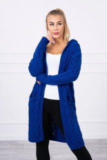Dámsky sveter s kapucňou a vreckami MI2019-24 azurovo modrý