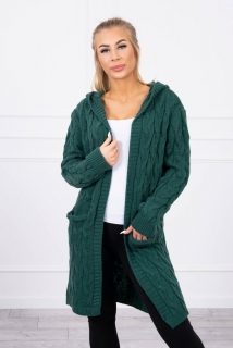 Dámsky sveter s kapucňou a vreckami MI2019-24 zelený