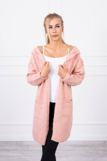 Dámsky sveter s kapucňou MI2020-10 pudrovo ružový