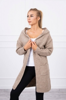 Dámsky sveter s kapucňou MI2020-10 tmavobéžový
