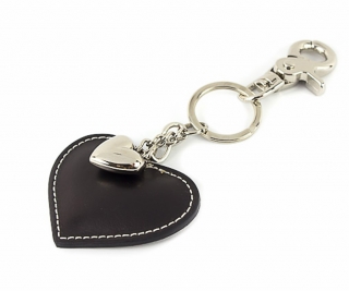 Kožená kľúčenka srdce čierna Made in Italy