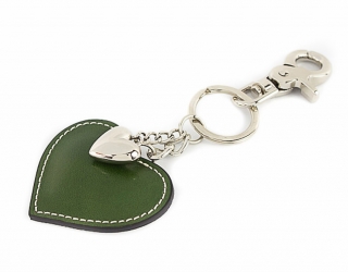 Kožená kľúčenka srdce zelená Made in Italy