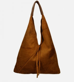 Hnedá kožená kabelka na rameno v úprave semiš 184