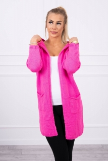 Dámsky sveter s kapucňou MI2020-10 neónovo ružový