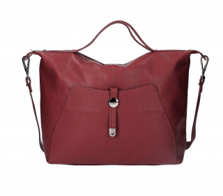 Kožená kabelka 676 Made in Italy tmavočervená